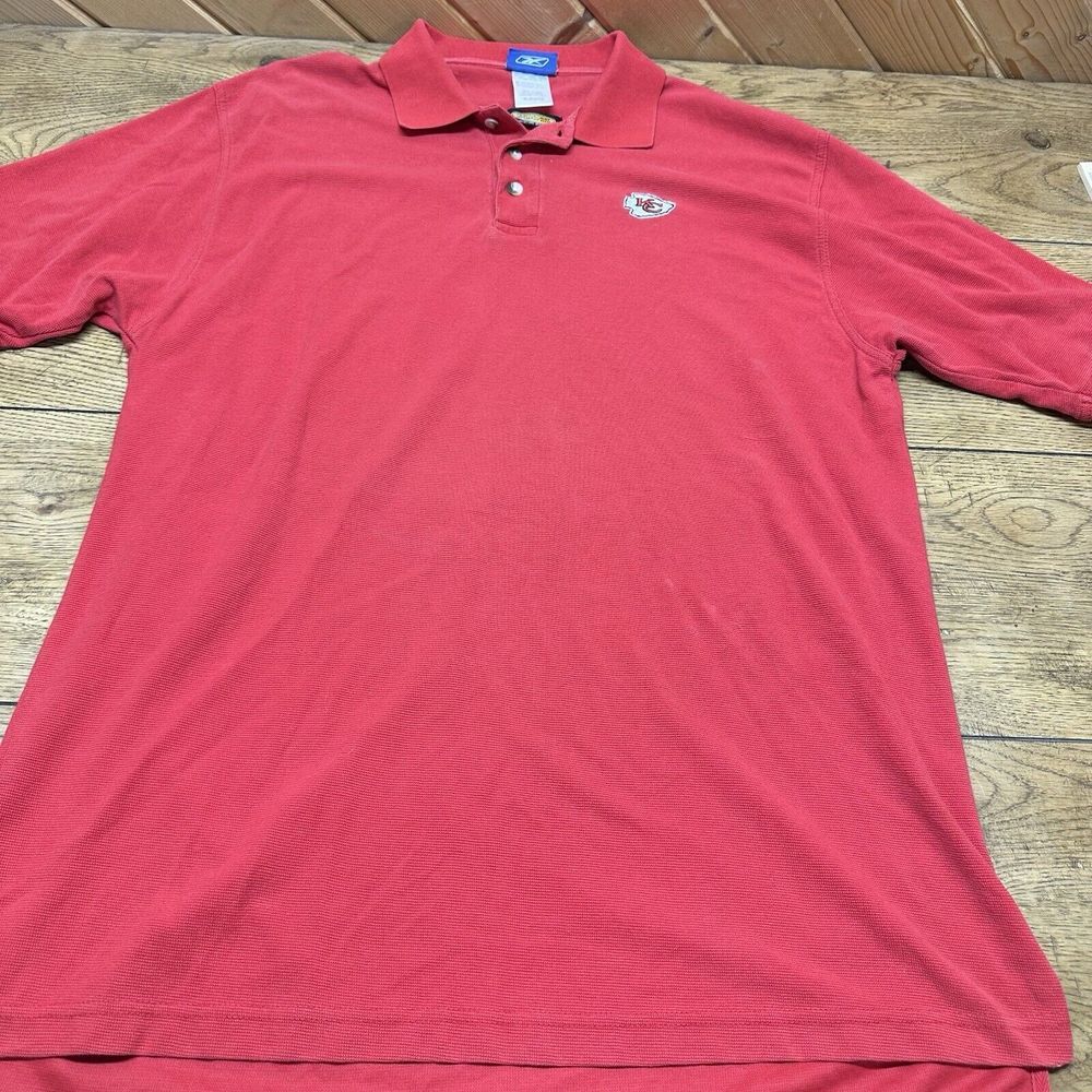 Vintage Reebok NFL Kansas City Chiefs‎ Men's XL Red Short Sleeve Polo T-Shirt